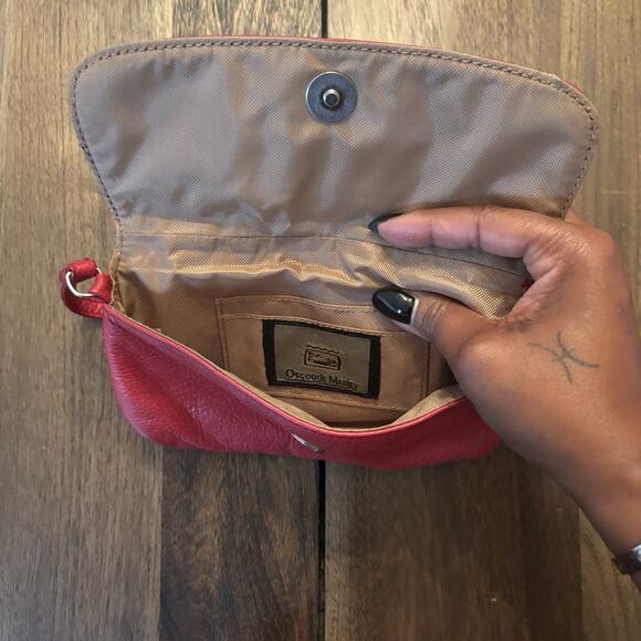 Osgoode Marley Crimson Red Leather Timeless Classic Retro Mini Wristlet Pouch - Picture 4 of 5